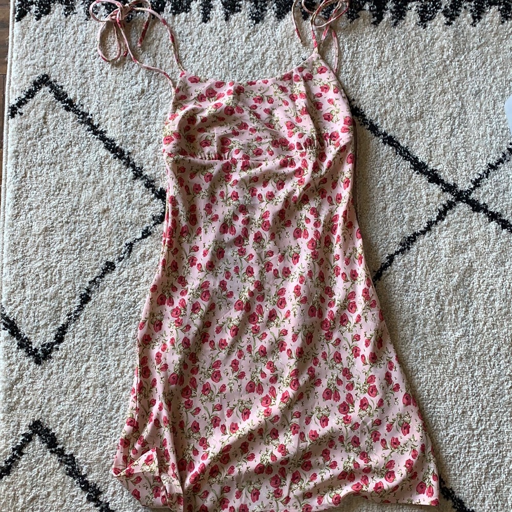 Nasty Gal Bright Shoulder Tie Floral Mini Dress